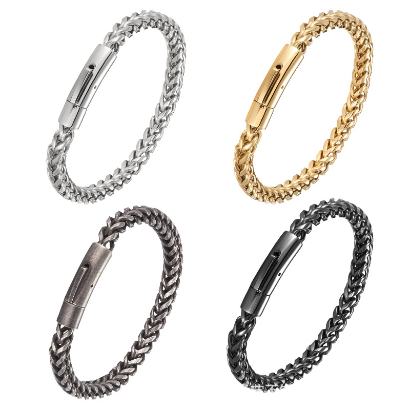 Men Accessories Ring And Bracelet - Heren titanium stalen niche-armband met veerclip,