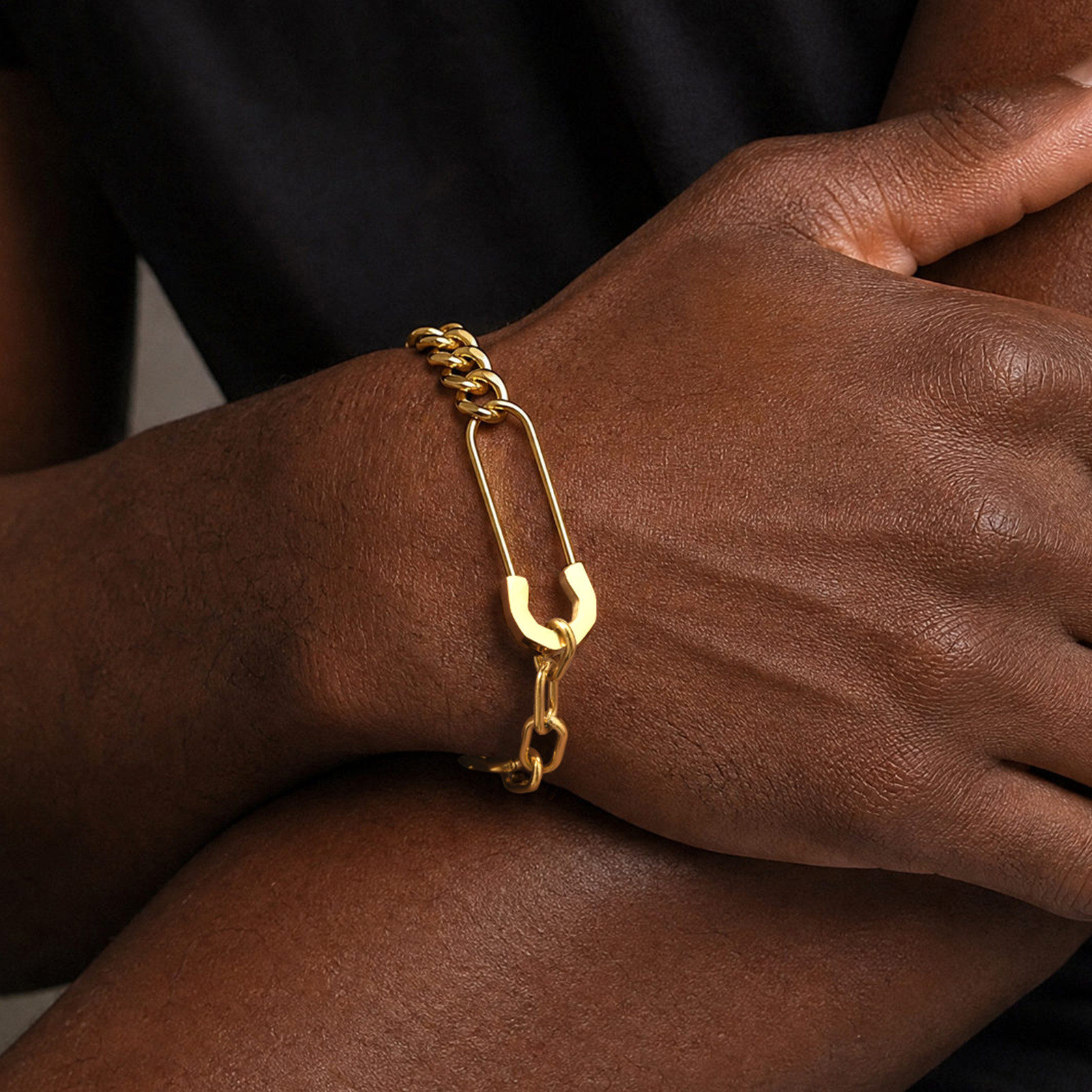 Men Accessories Ring And Bracelet - Vnox Heren Paperclip Cubaanse Schakel Armband,