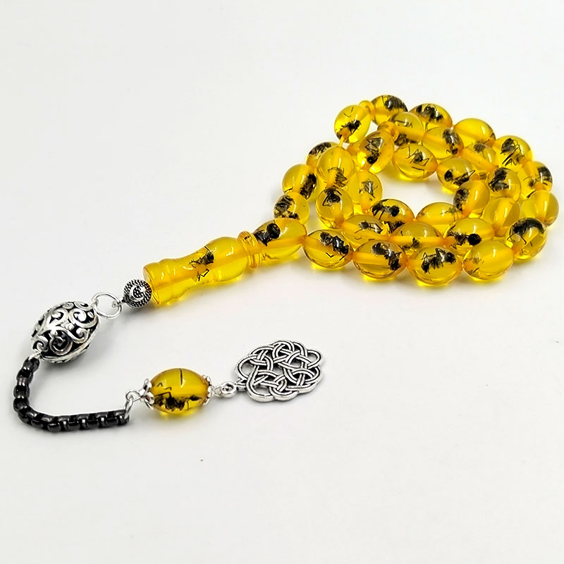 Men Accessories Hk - Tasbih mannen Geel hars Echt insect