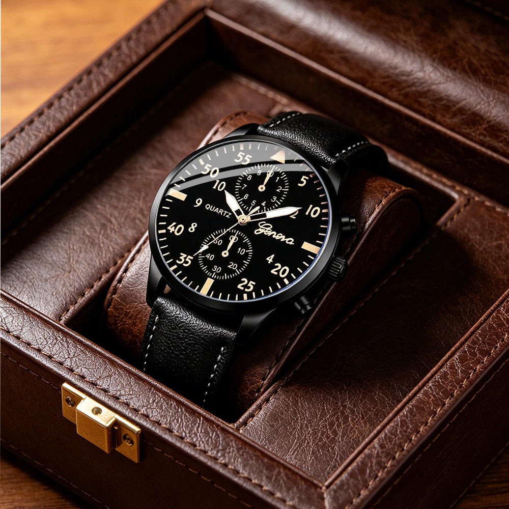 Elegante 4-delige herenhorloge - Men Accessories Ring And Bracelet recensie en prijs