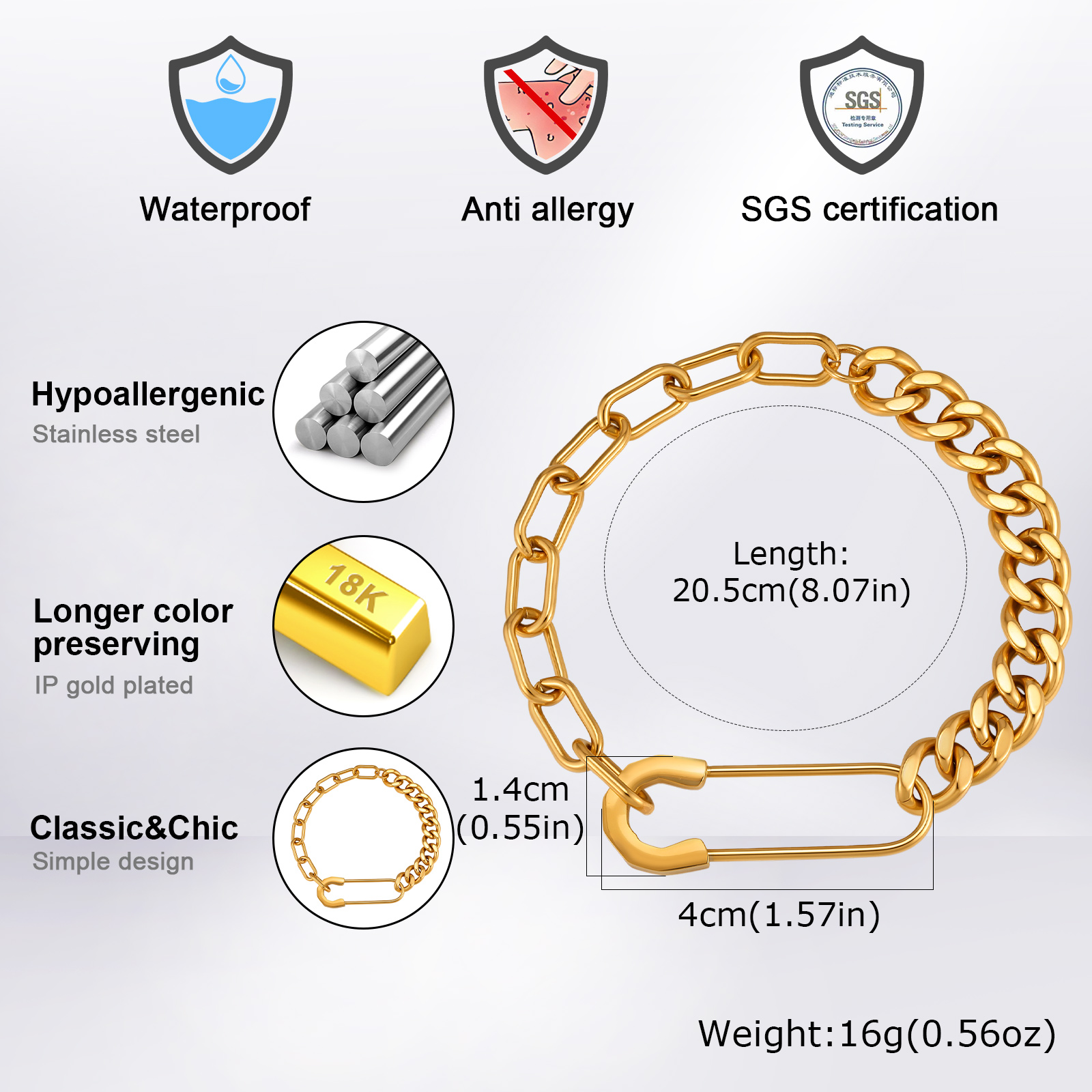 Vnox Heren Paperclip Cubaanse  - Men Accessories Ring And Bracelet recensie en prijs