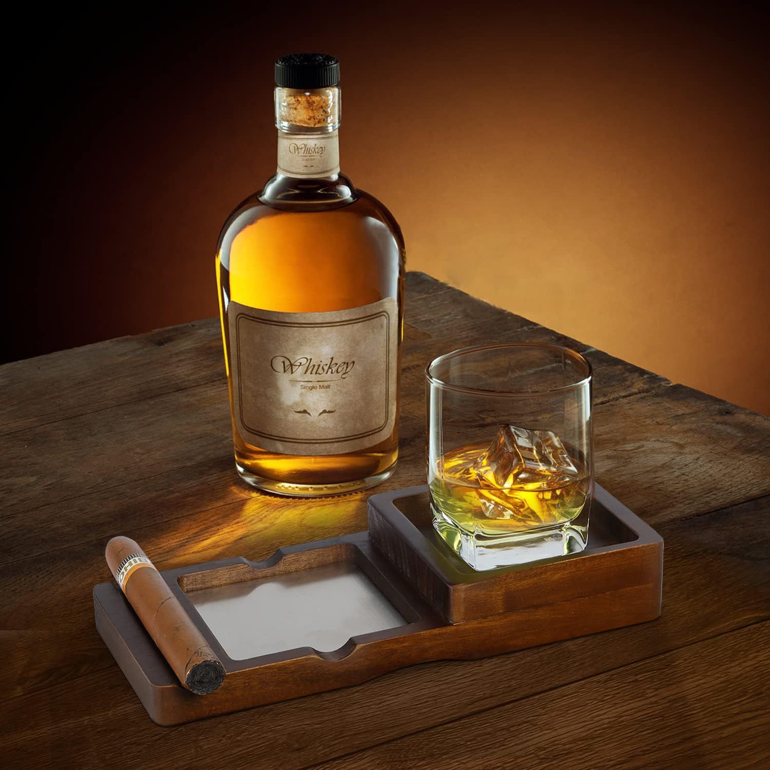 Asbak van massief hout met lad - Cigar Cutter Set recensie en prijs