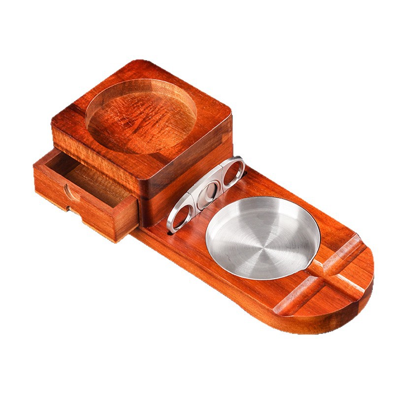 Asbak van massief hout met lad - Cigar Cutter Set recensie en prijs