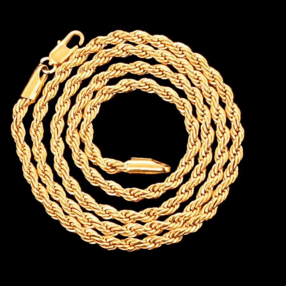 2 stks Mode 18 K Goud 4 MM Ged - Men Accessories Chain And Bracelet recensie en prijs