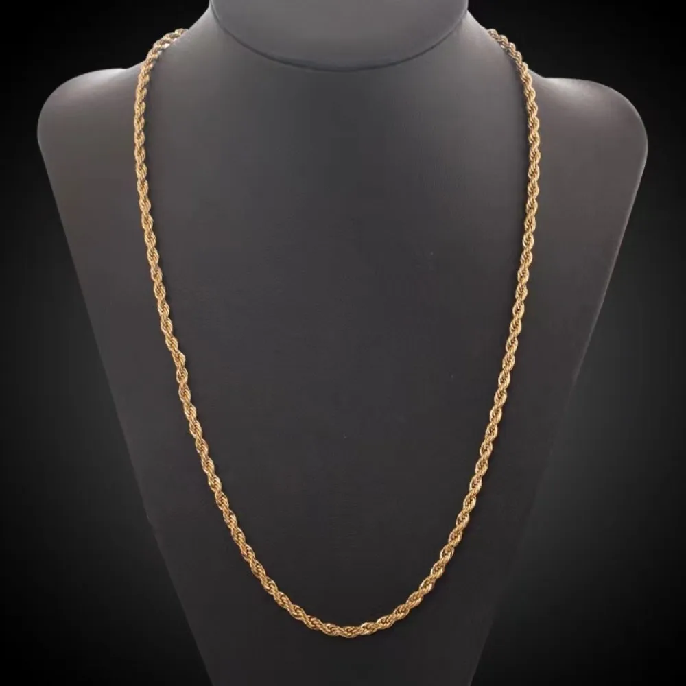 2 stks Mode 18 K Goud 4 MM Ged - Men Accessories Chain And Bracelet recensie en prijs