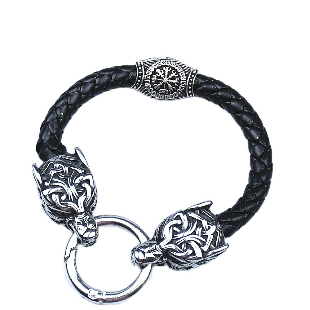 Roestvrijstalen wolfskop armba - Men Accessories Ring And Bracelet recensie en prijs